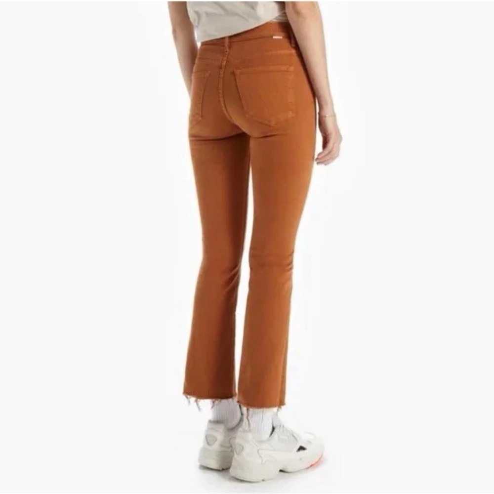 Mother The Pixie Insider Ankle Fray Jeans Size 26 In Play Date Brown Flare Denim